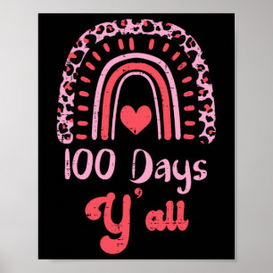 Póster Arcoiris de leopardo rosa 100 días en la escuela 1