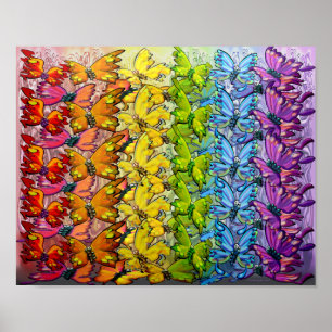 Póster Arcoiris de mariposas