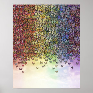 Póster arcoiris de mariposas a la poster