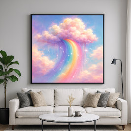 Póster Arcoíris de Nube Soñadora - Estilo de Pintura Past