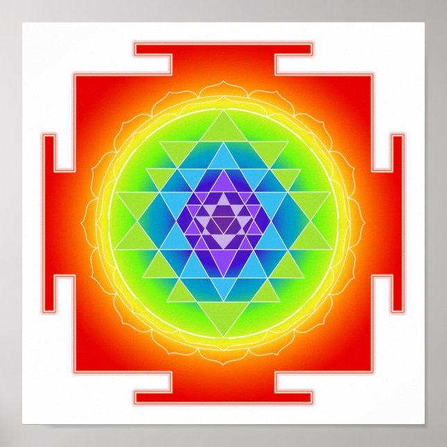 Póster Arcoiris de PixDezines/Sri Yantra/Meditación/Chakr (Frente)