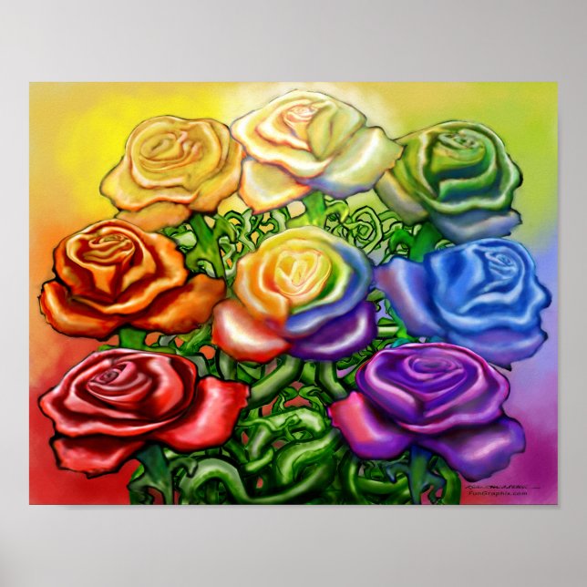 Póster Arcoiris de Rosas (Frente)