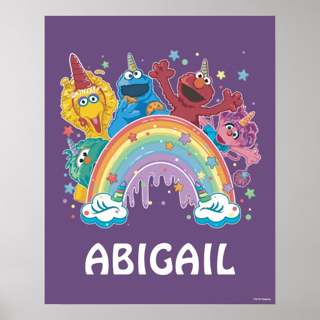 Póster Arcoiris de Sesame Street Unicorn (Frente)