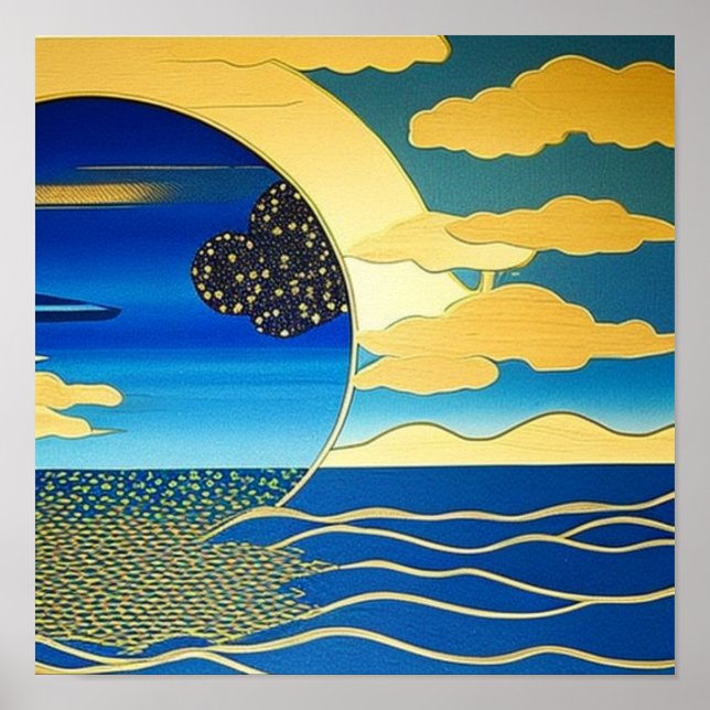 Póster Arcoiris dorado en Poster marino (Frente)