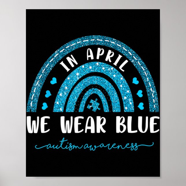 Póster Arcoiris En Abril Usamos Conciencia Del Autismo Az (Frente)