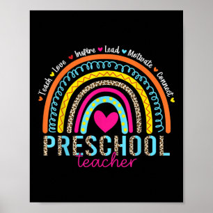 Póster Arcoíris Enseña Amor Inspira Preescolar Maestro Es