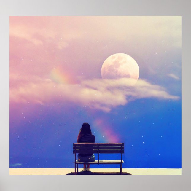Póster Arcoiris lunar: Belleza Pastel Sky. (Frente)