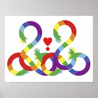 Póster Arcoiris, manos coloreadas