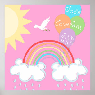 Póster Arcoiris Pacto de Dios con la Humanidad Globos d