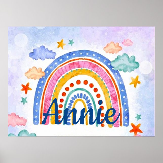 Póster Arcoíris pastel personalizado lindo (Frente)