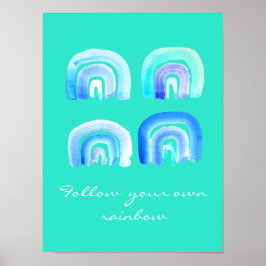 Póster Arcoiris retro Blue Pastel