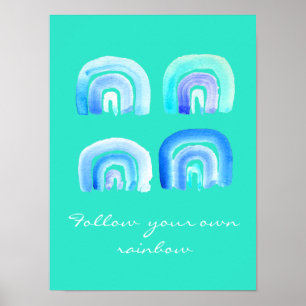 Póster Arcoiris retro Blue Pastel