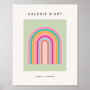 Póster Arcoiris retro verde pastel