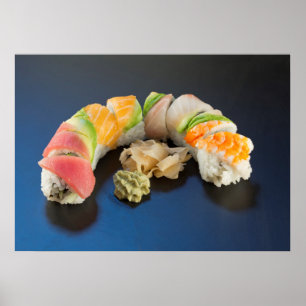 Póster Arcoiris rollo sushi