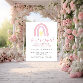 Póster Arcoiris rosa pastel Primera cápsula de cumpleaños