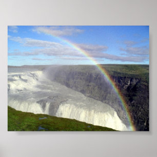 Póster Arcoiris sobre la cascada de Gullfoss en Islandia