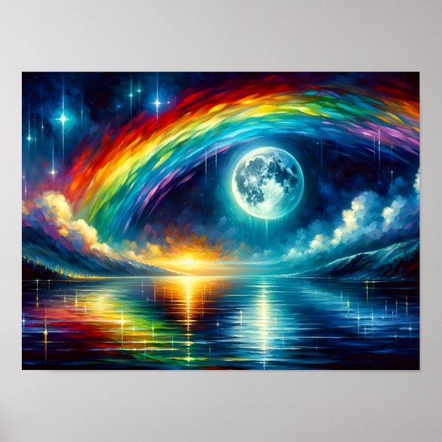 Póster Arcoiris sobre la luna (Frente)