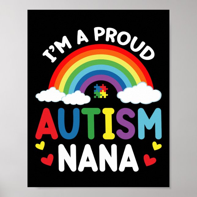 Póster Arcoíris Soy una orgullosa Autism Nana Conciencia  (Frente)