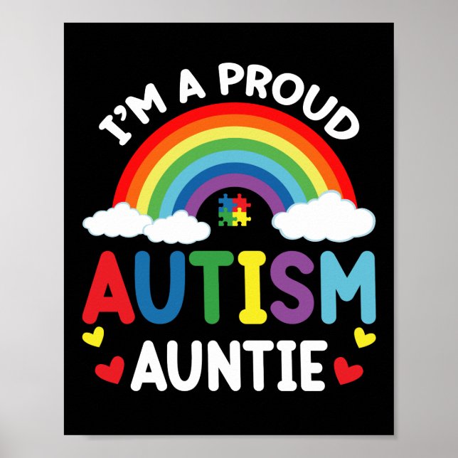 Póster Arcoiris Soy una orgullosa autismo tía conciencia  (Frente)