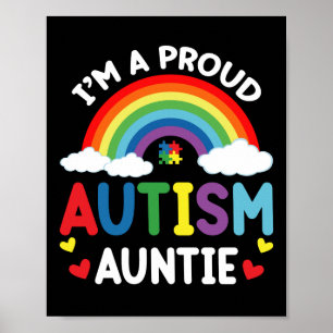 Póster Arcoíris Soy una orgullosa tía del autismo Concien
