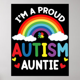 Póster Arcoíris Soy una orgullosa tía del autismo Concien
