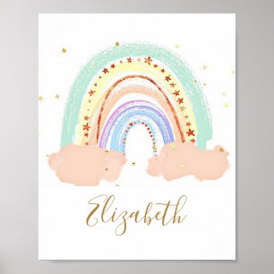Póster Arcoíris y estrellas bebé