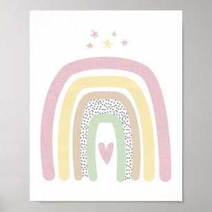 Póster Arcoiris y estrellas Chica Muro de guardería infan