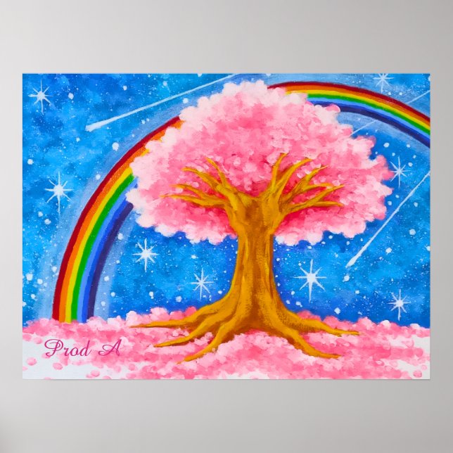 Póster Arcoíris y flor de cerezo (Frente)