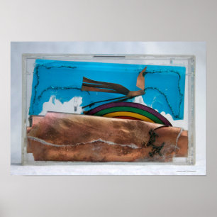 Póster Arcoiris y pájaro abstracto K7 1986 Medio mixto P