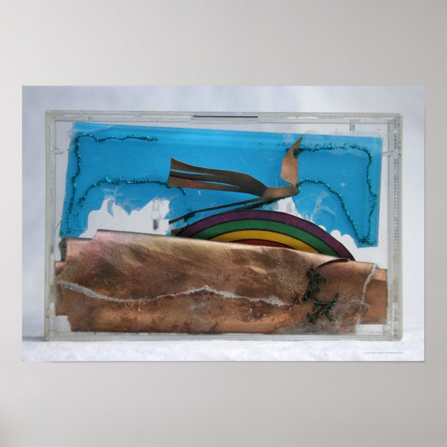 Póster Arcoiris y pájaro abstracto K7 1986 Medio mixto P (Frente)