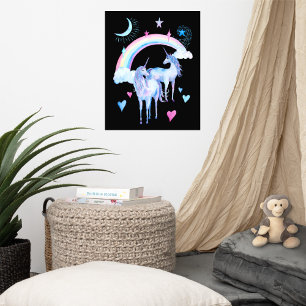 Póster Arcoiris y unicornios