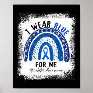 Póster Arcoiris Yo Uso Cinta Azul Para Mi Diabetes T1d Aw
