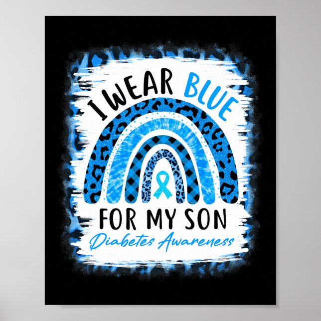 Póster Arcoiris Yo Uso Cinta Azul Para Mi Hijo Diabetes T (Frente)