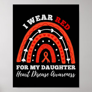 Póster Arcoiris Yo Uso Rojo Para Mi Hija Enfermedad Cardí