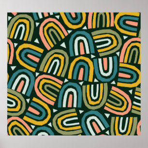 Póster Arcos de lluvia en estilo geométrico, patrón vinta