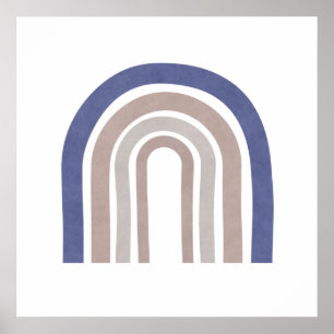 Póster Arcos de medio siglo - azul y beige