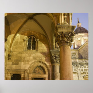 Póster Arcos del Palacio del Rector con la Catedral de Du