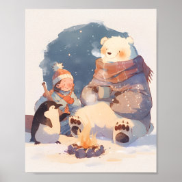 Póster Arctic Animals Nursery Wall Art Christmas Print 
