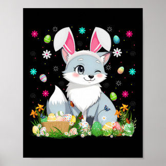 Póster Arctic Fox Easter Egg Hunt Bunny Ear Arctic Fox Ha