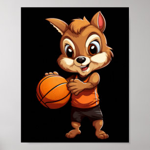 Póster ardilla de baloncesto