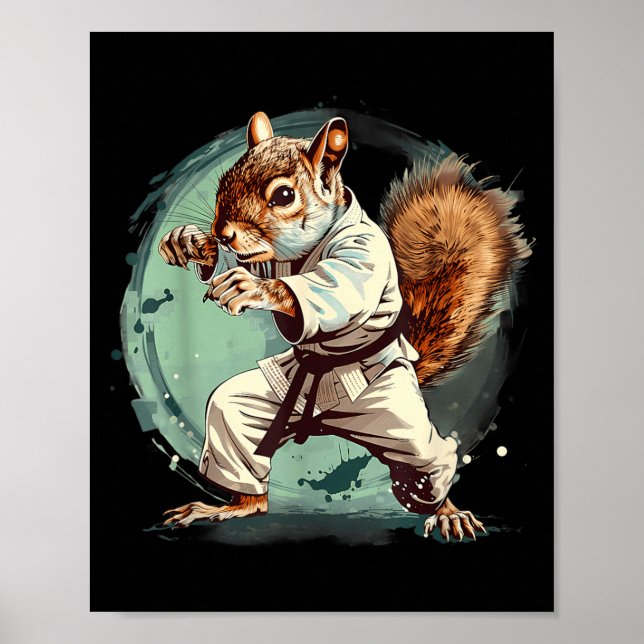 Póster Ardilla de MMA Jiu-Jitsu Judo Kung Fu Kickboxing (Frente)