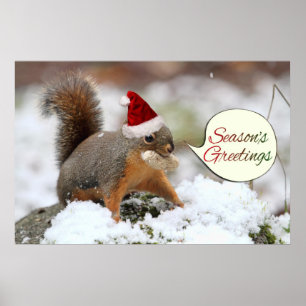 Póster Ardilla de Navidad en nieve