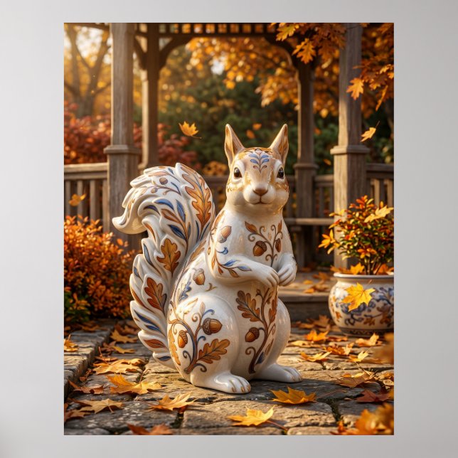 Póster Ardilla de porcelana Roble Jardín (Frente)
