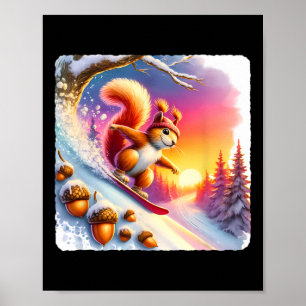 Póster Ardilla De Snowboard En La Pendiente De Acorn Al A