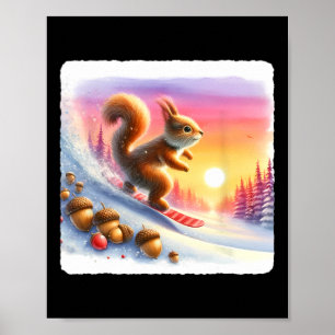 Póster Ardilla De Snowboard En La Pendiente Polvorienta A
