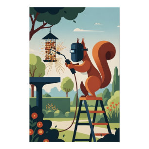 Póster ardilla divertida
