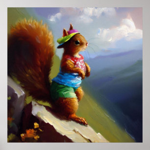 Póster Ardilla en una montaña