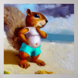 Póster Ardilla En Una Playa
