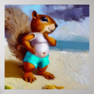 Póster Ardilla En Una Playa