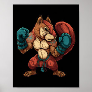 Póster Ardilla Kickboxer Boxeo Guantes de Boxeo Mma Kickb